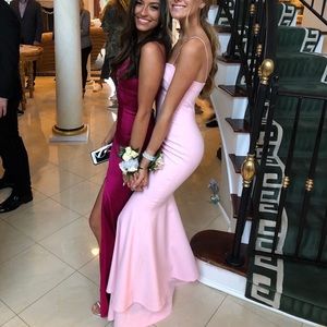 Long tight skinny strap dress